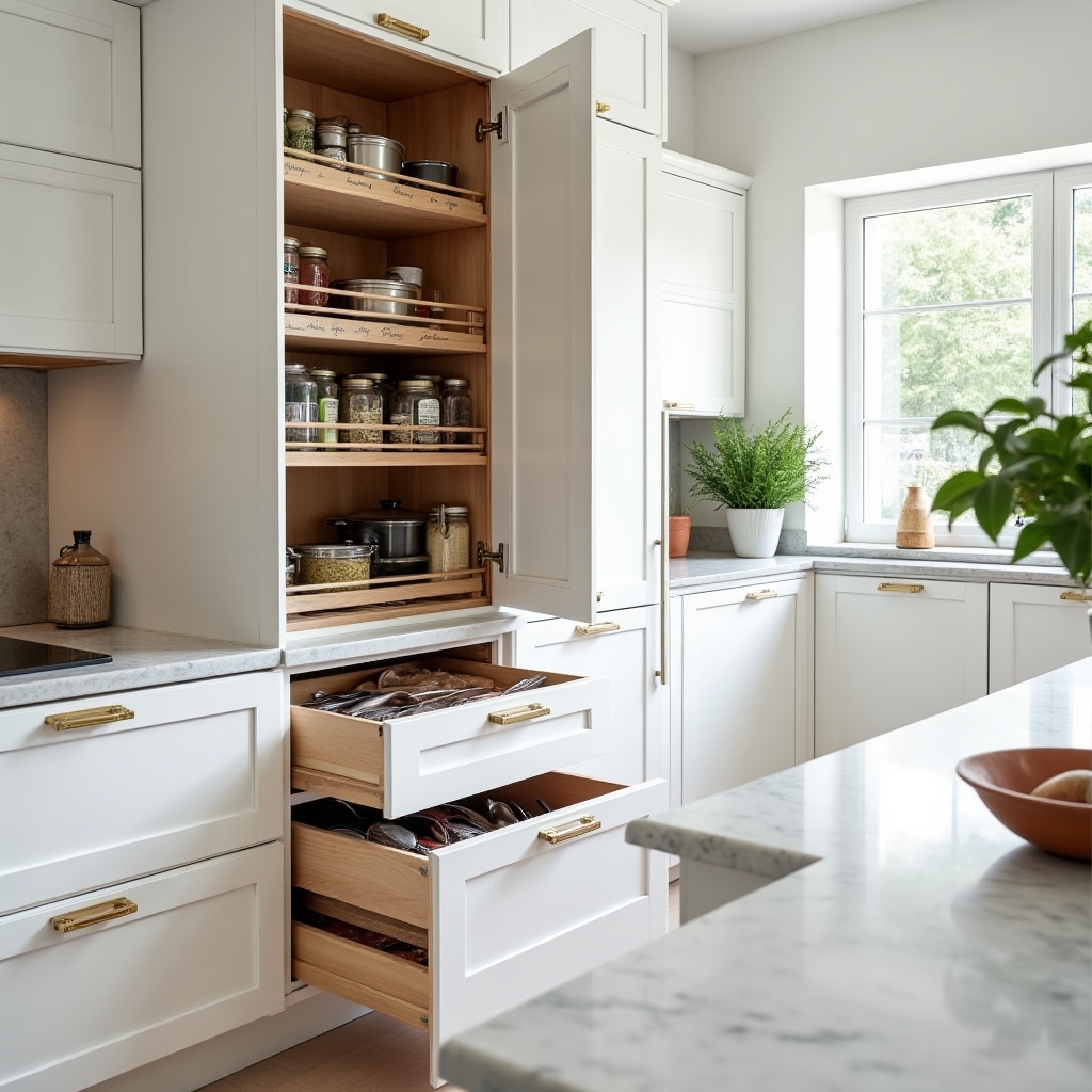 Cucina con layout funzionale ottimizzato e organizzazione degli spazi interni